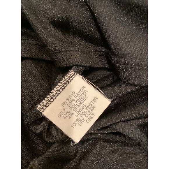 David Meister ruched waist Bodycon simple black mini Dress V Neck Sleeveless 6 - Picture 9 of 10